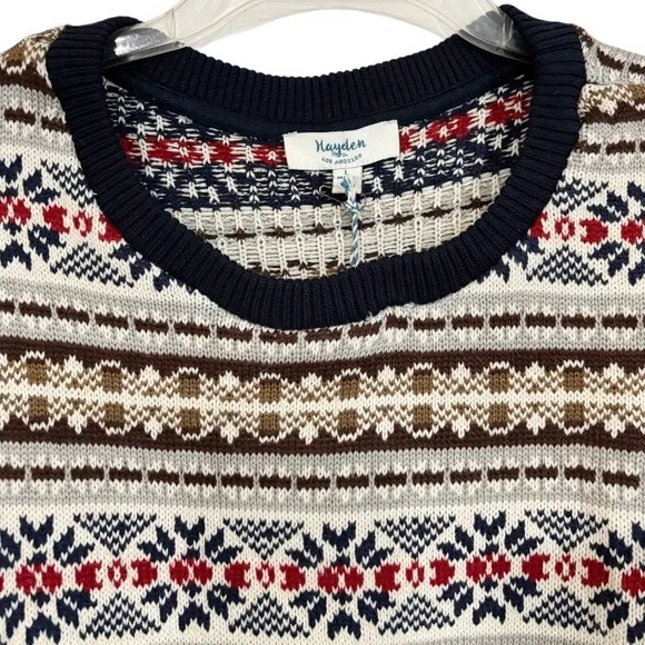 Hayden Los Angeles All-Over Fair Aisle Sweater Size Large New